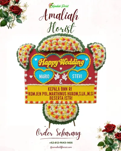 Karangan Papan Bunga Pernikahan di Jati Baru